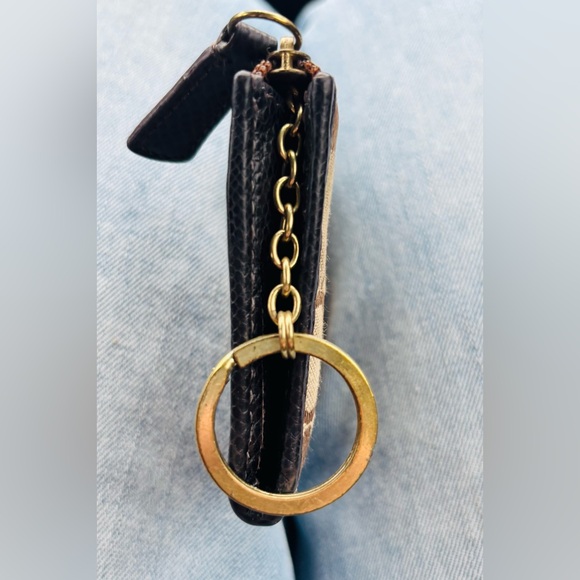 Coach Tan and Brown Signature Canvas Keychain Wallet - Picture 6 of 10